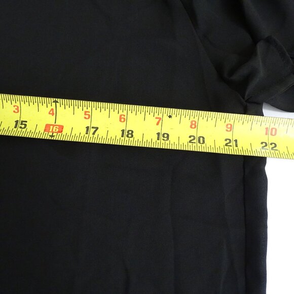 T Tahari Black Mock Neck Ruffle Sleeve High Neck Blouse Top Women Size L - Picture 8 of 9